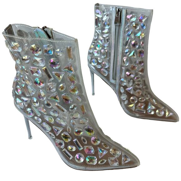 Steve Madden Boots Instinct Clear Rhinestone Ankle Boot Women's Size 5.5 - Picture 2 of 11